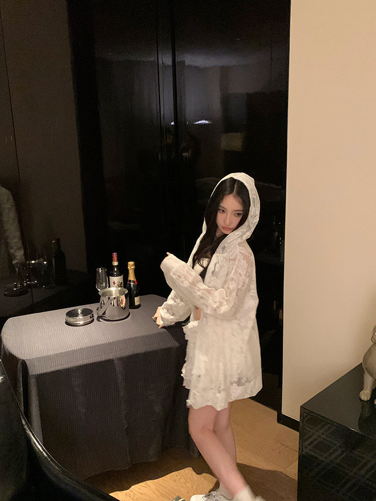 絕美蕾絲連帽外套單品
