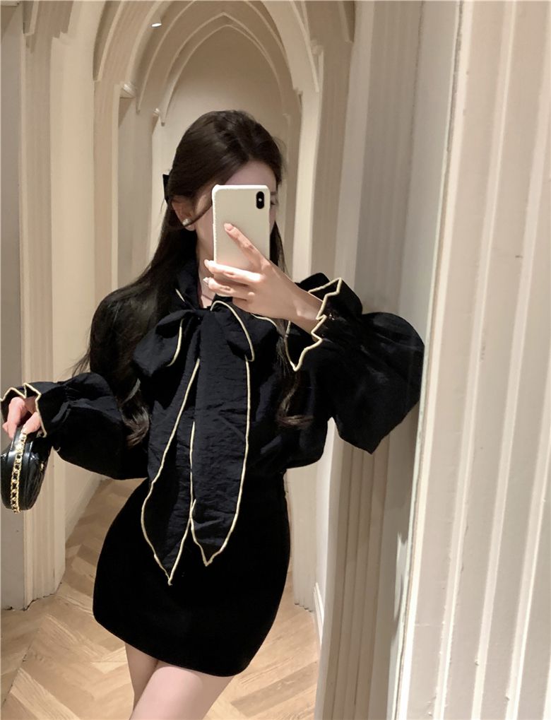 浪漫法式蝴蝶結襯衫上衣單品