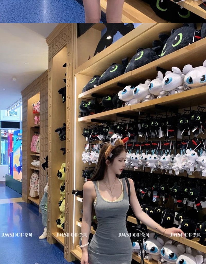 淘氣撞色顯瘦疊穿吊帶包臀裙