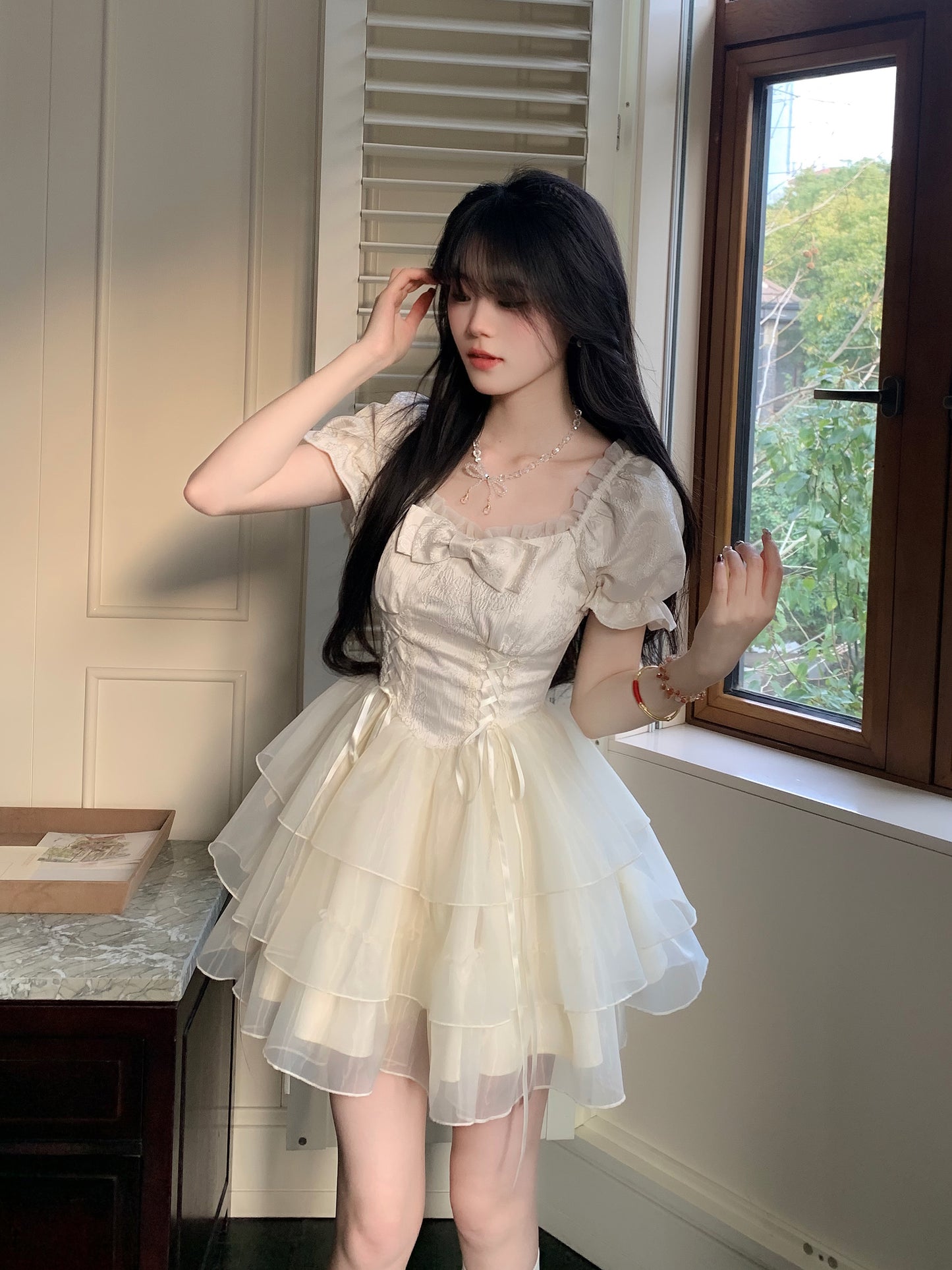 甜美蝴蝶結公主澎澎連身裙