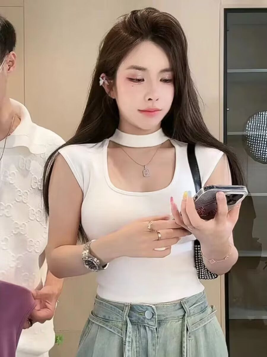 純御掛脖低胸飛袖T袖