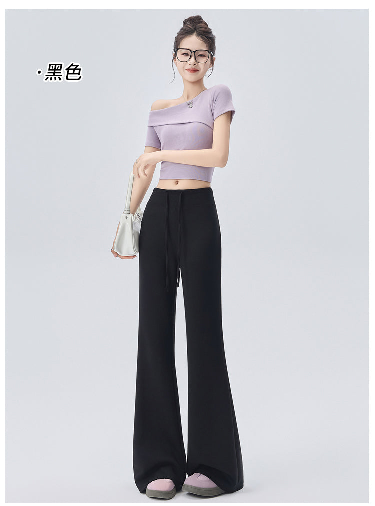 舒適透氣通勤百搭棉質微喇叭長褲