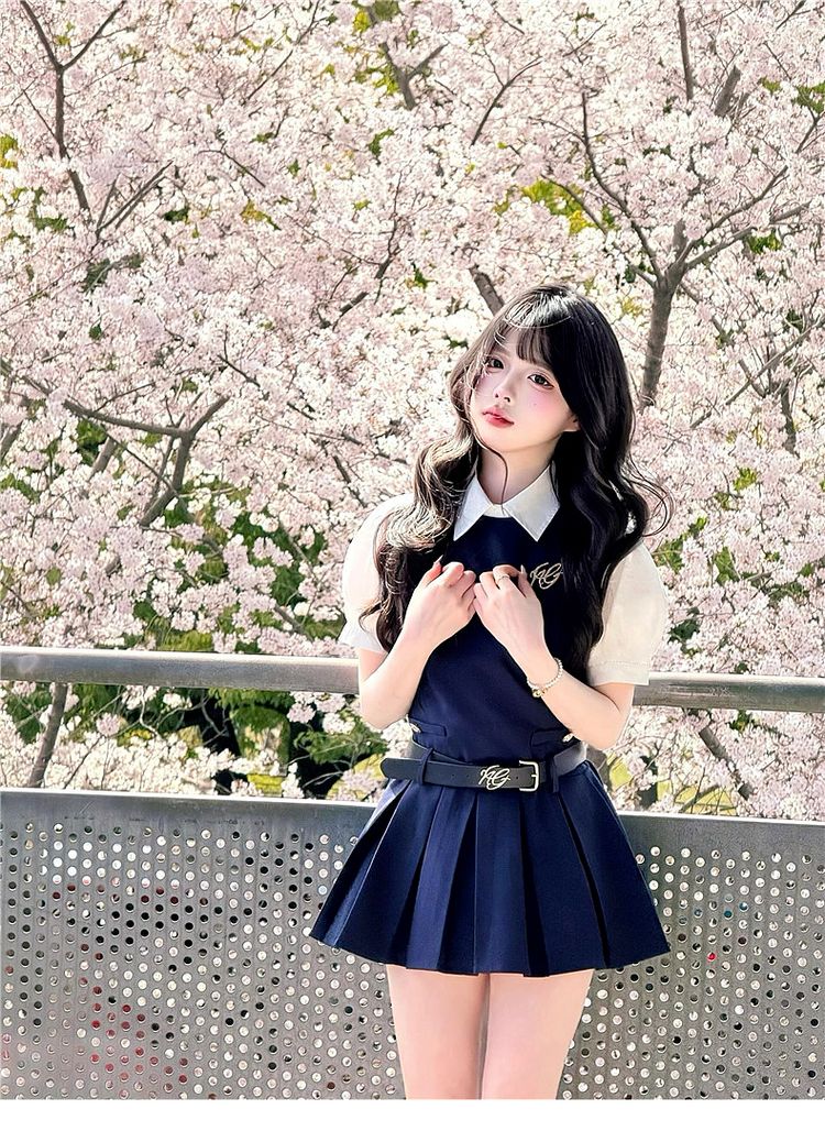 學院風背心小個子穿搭連衣裙
