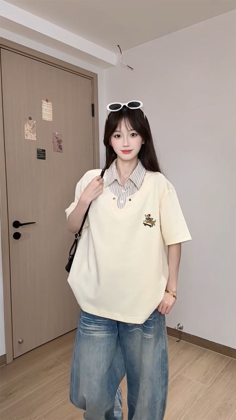 可愛溜滑板的狗狗POLO領上衣