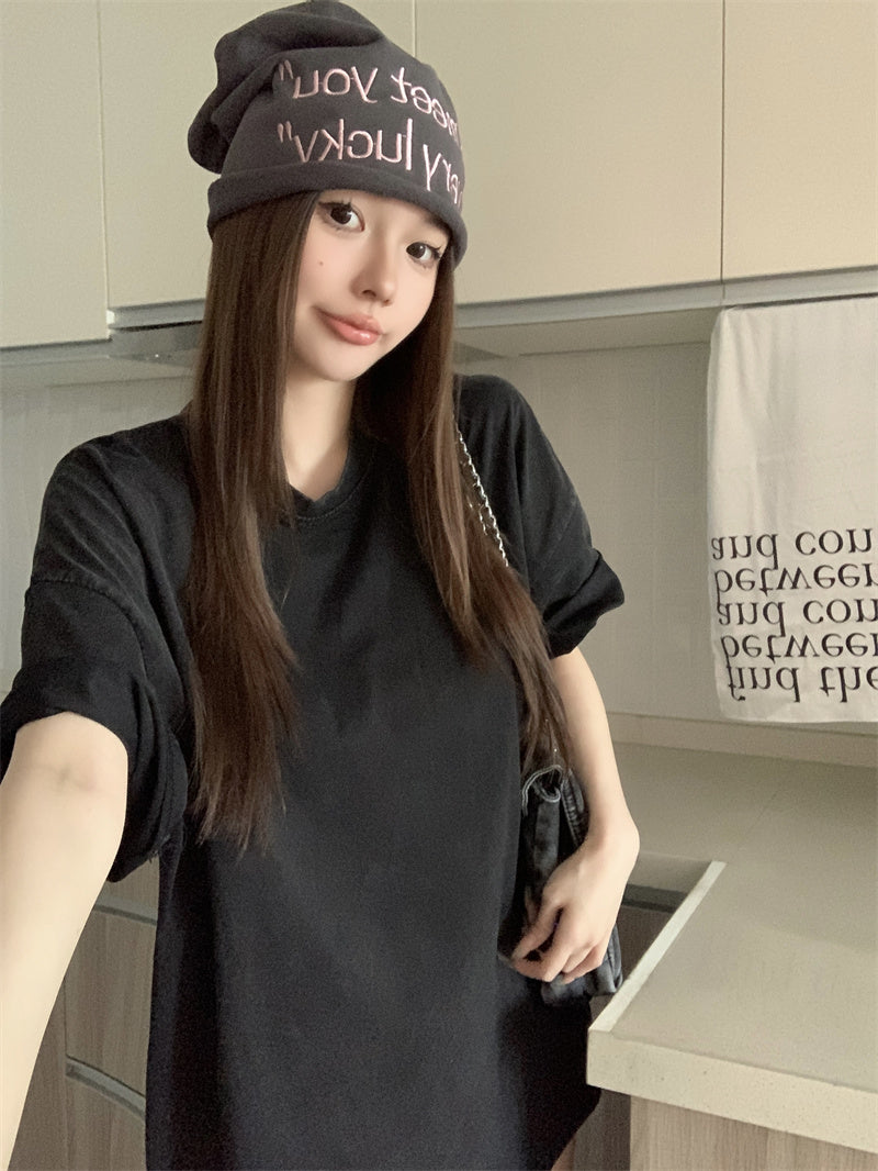 美式復古洗水基礎百搭寬鬆大學T
