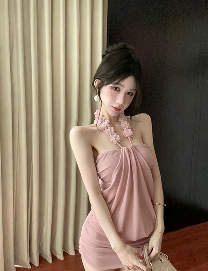溫柔陷阱掛脖連身短裙