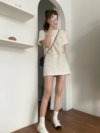 韓系四口袋小個子小香風連身裙