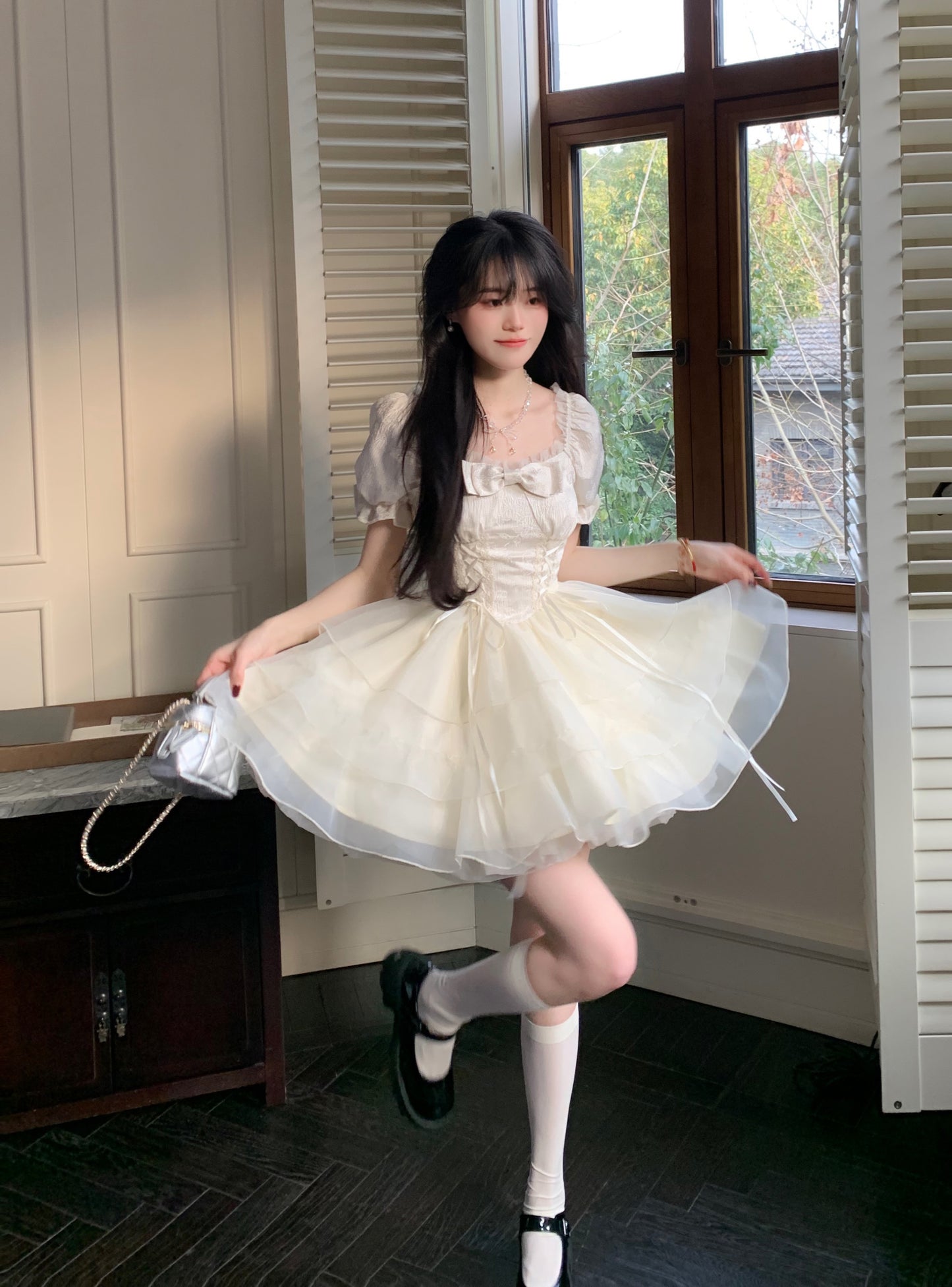 甜美蝴蝶結公主澎澎連身裙