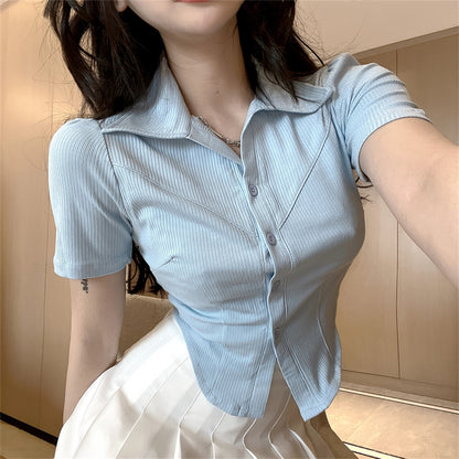 活潑不規則POLO短袖上衣