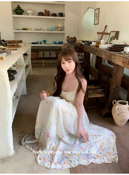 💕現貨秒出🍓秘境花園海邊度假吊帶長裙