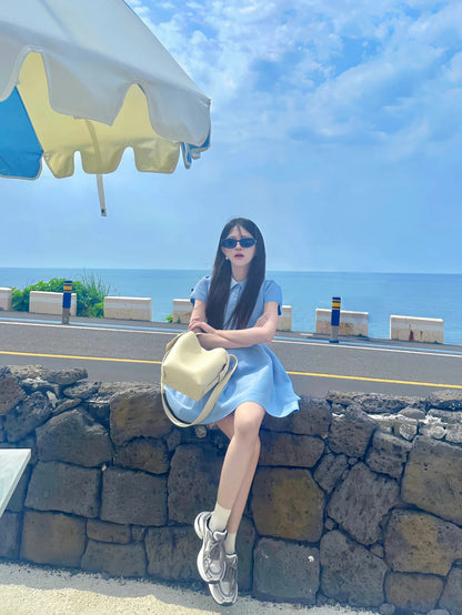 海的顏色收腰顯瘦澎澎裙