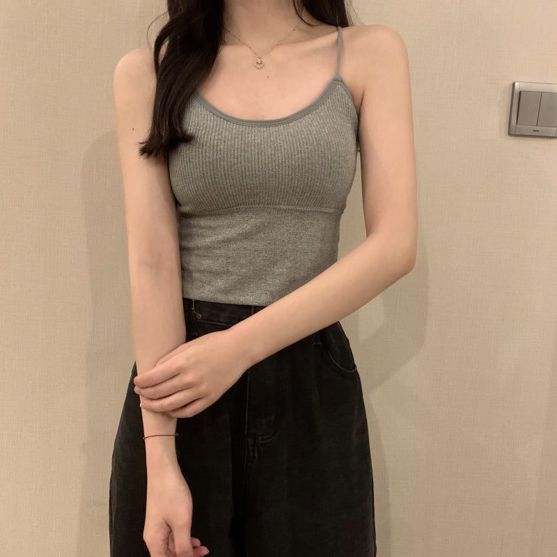 百搭夏季小吊帶帶胸墊背心