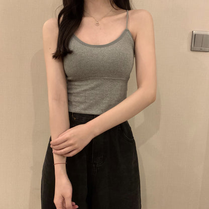 百搭夏季小吊帶帶胸墊背心