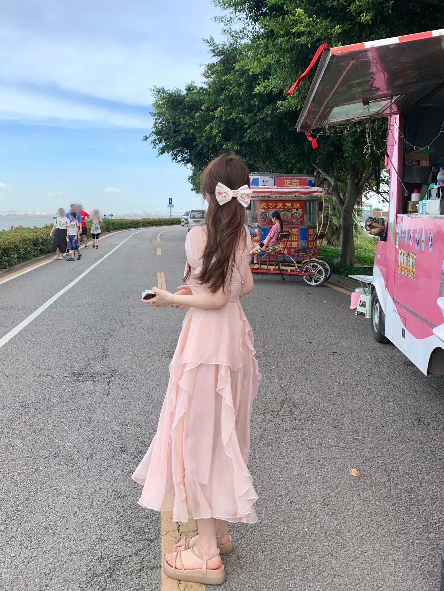 💕現貨秒出🍓法式方領甜美溫柔連衣裙