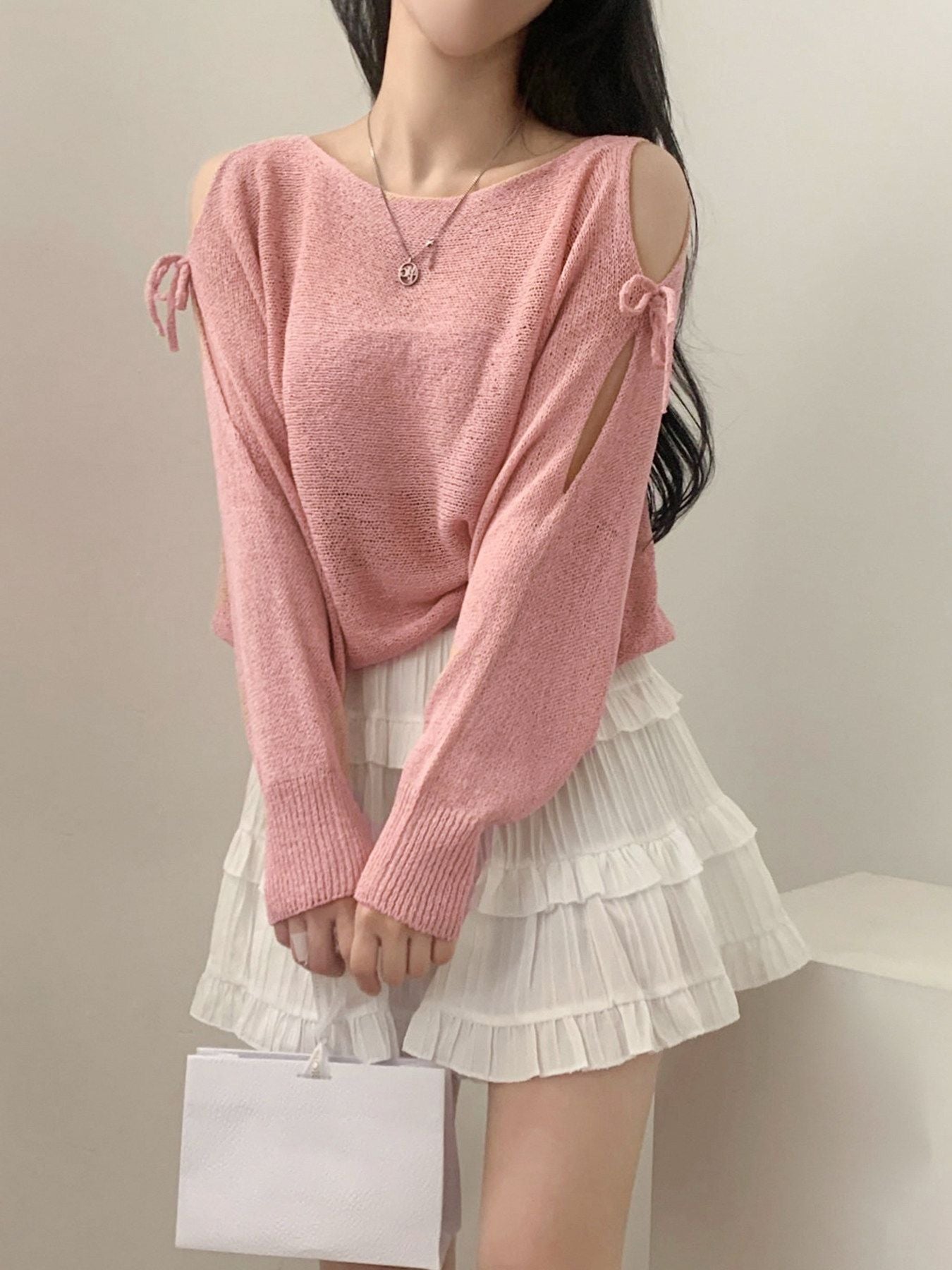 法式鏤空感罩衫💌