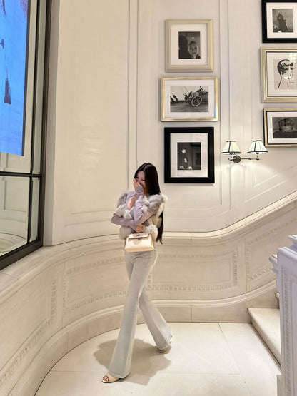 復古淺藍微喇叭牛仔褲