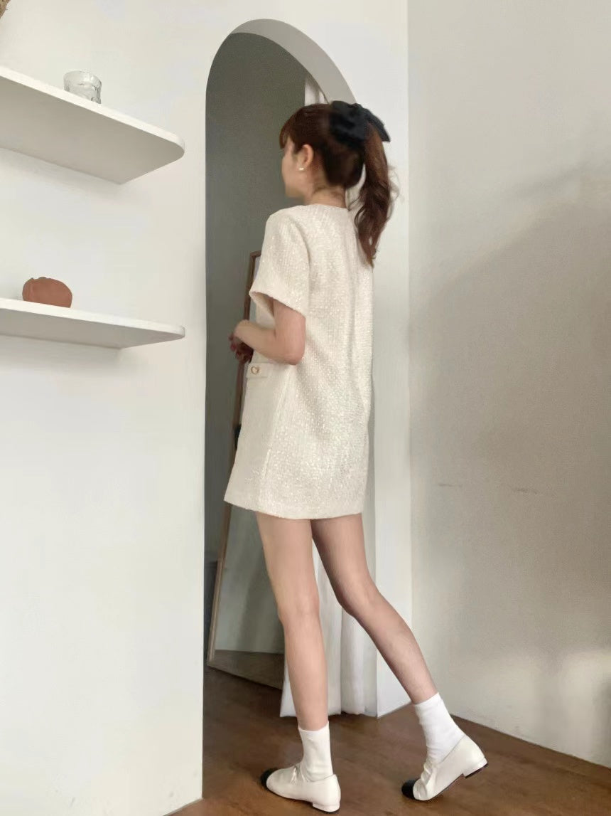韓系四口袋小個子小香風連身裙