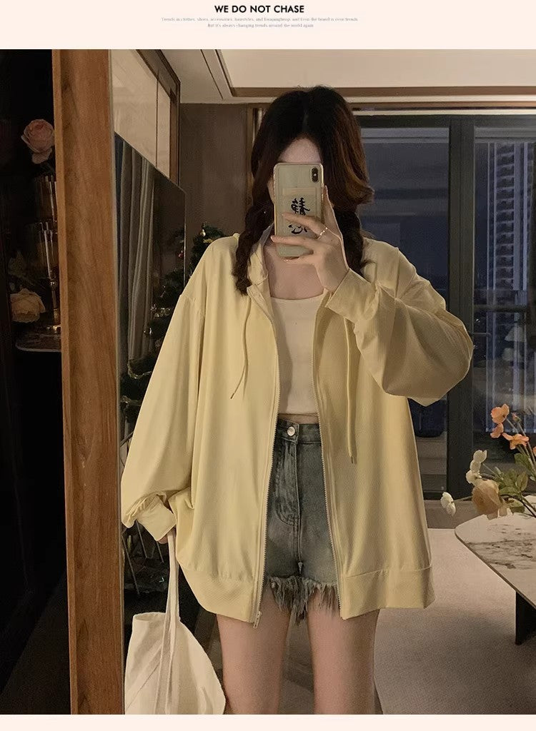 可口夏季薄款奶黃色防曬外套