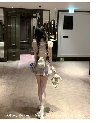 溫柔芋頭奶無袖百褶裙套裝