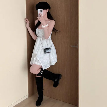 韓系chic扭結抹胸吊帶顯瘦裙擺上衣