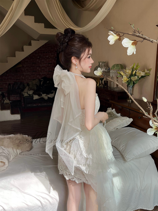 高級奢華晚宴蕾絲網紗生日禮服