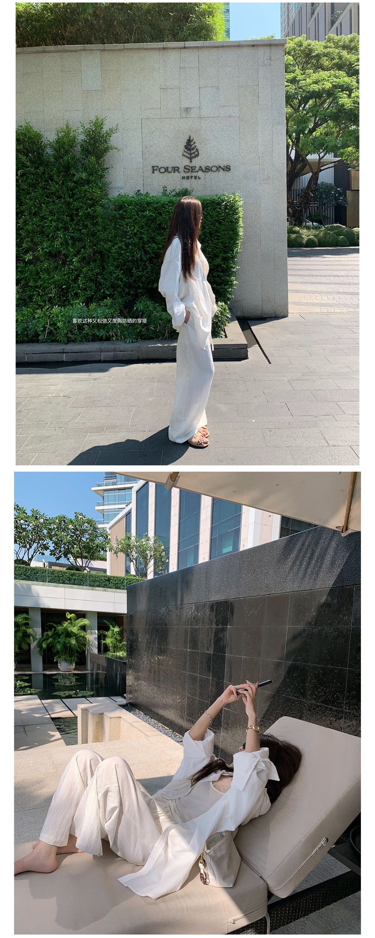 鬆弛休閒極簡寬鬆麻長褲