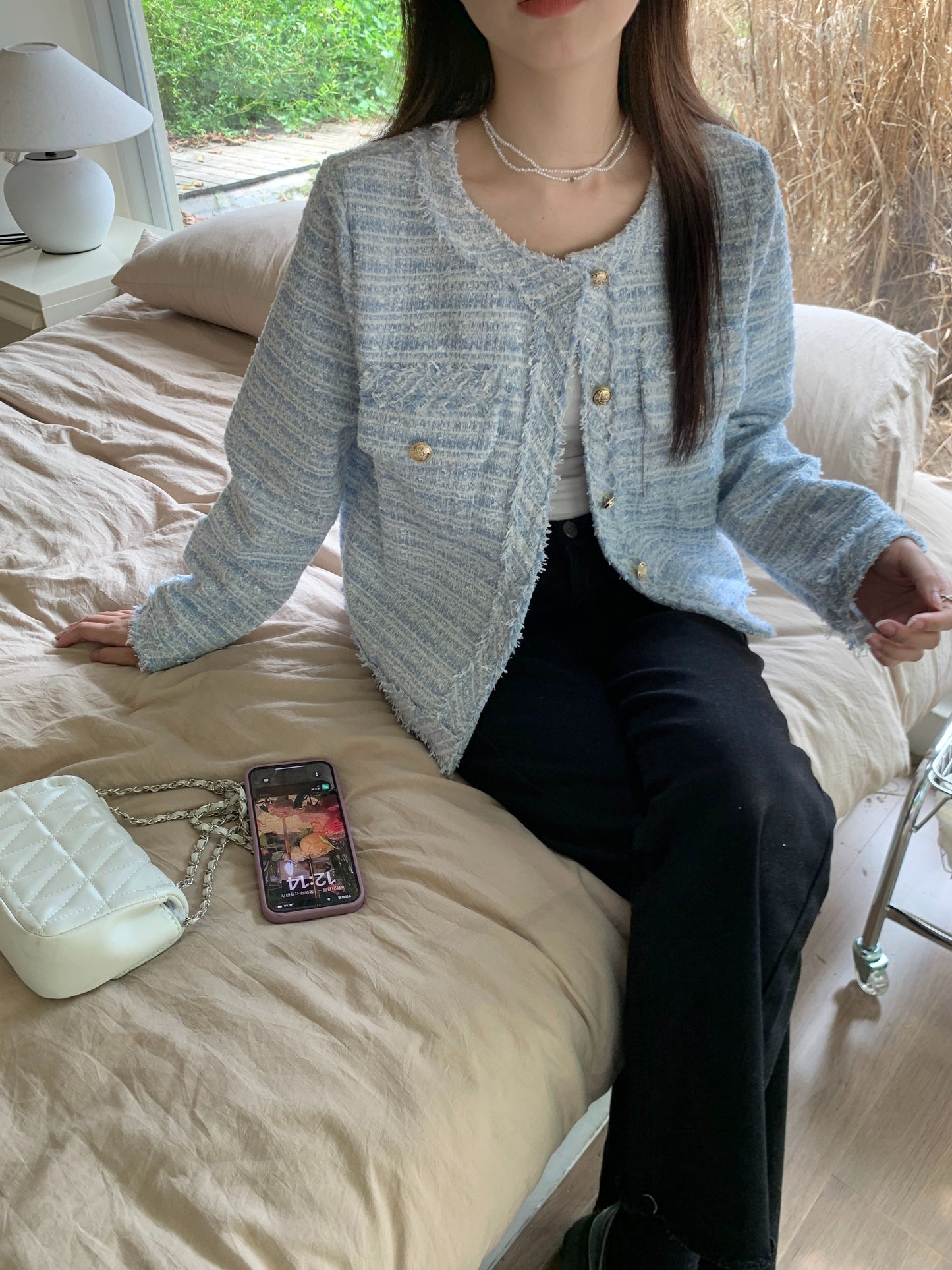 秋季法式名媛小香風短版外套