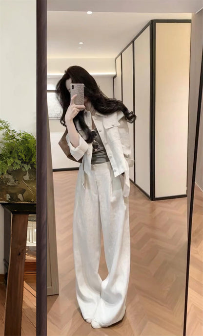 老錢風休閒復古套裝兩件套