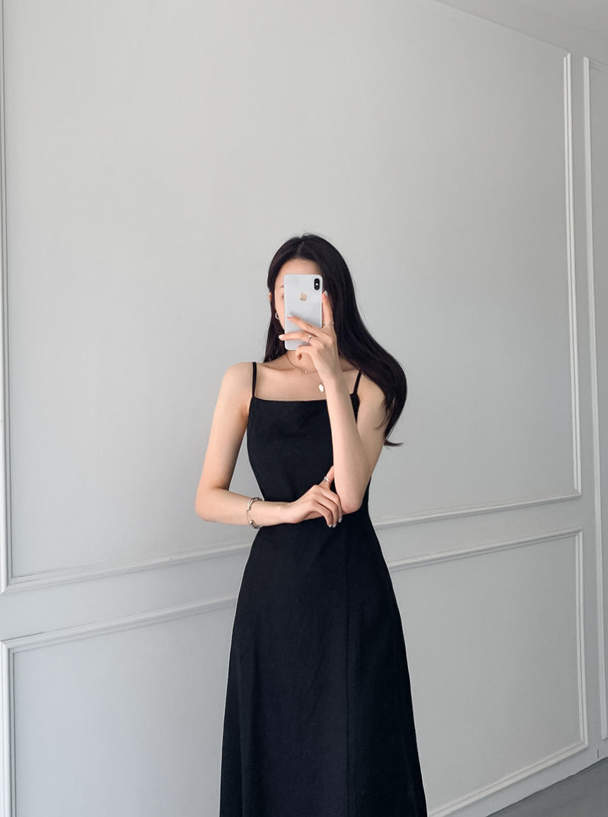 💕現貨秒出🍓慵懶度假風繫帶收腰棉麻吊帶裙
