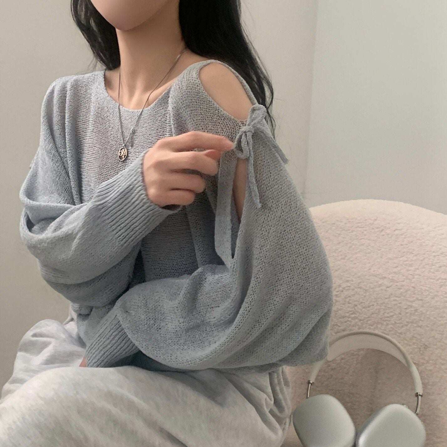 法式鏤空感罩衫💌