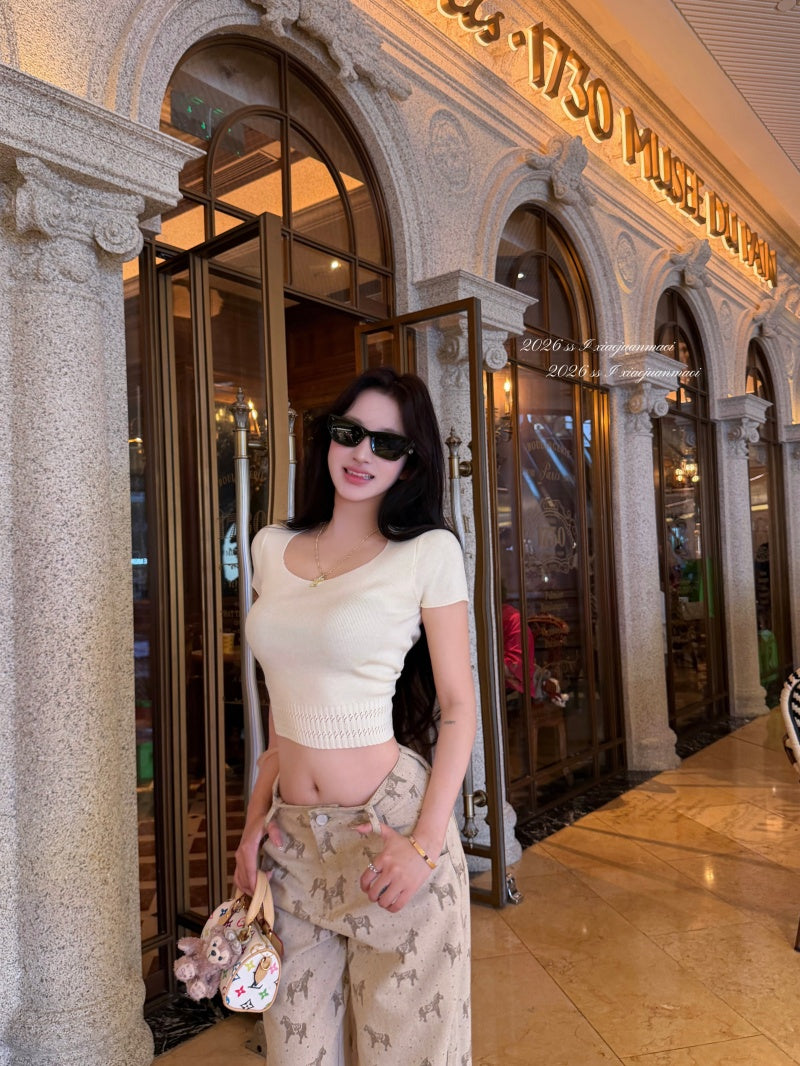 🎠奶芙小馬兒修身牛仔直口長褲👖
