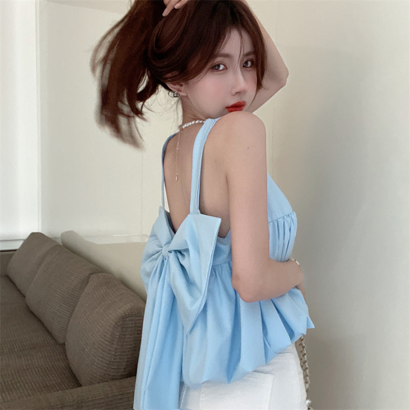 日系甜美蝴蝶結小吊帶背心