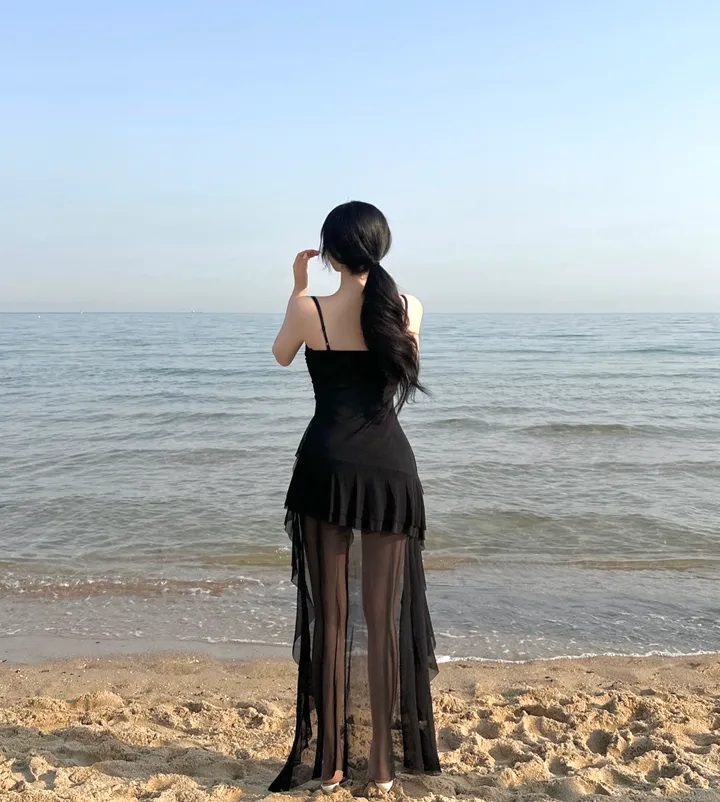 chic度假沙灘氣質不規則短裙