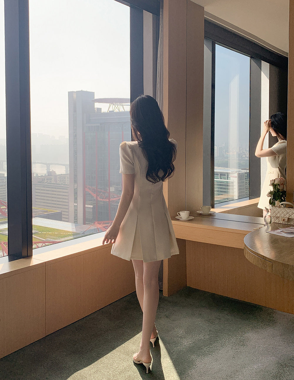 韓系氣質小香風圓領連衣裙