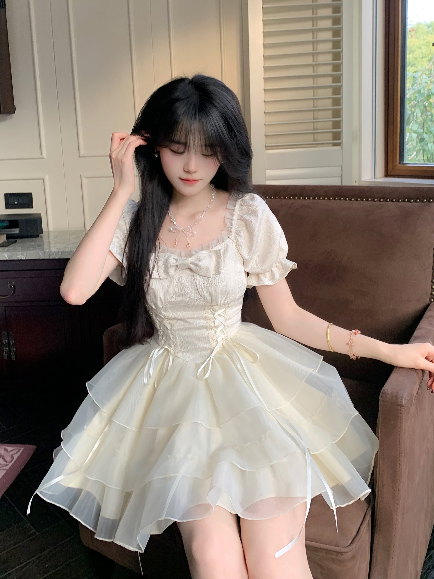 甜美蝴蝶結公主澎澎連身裙
