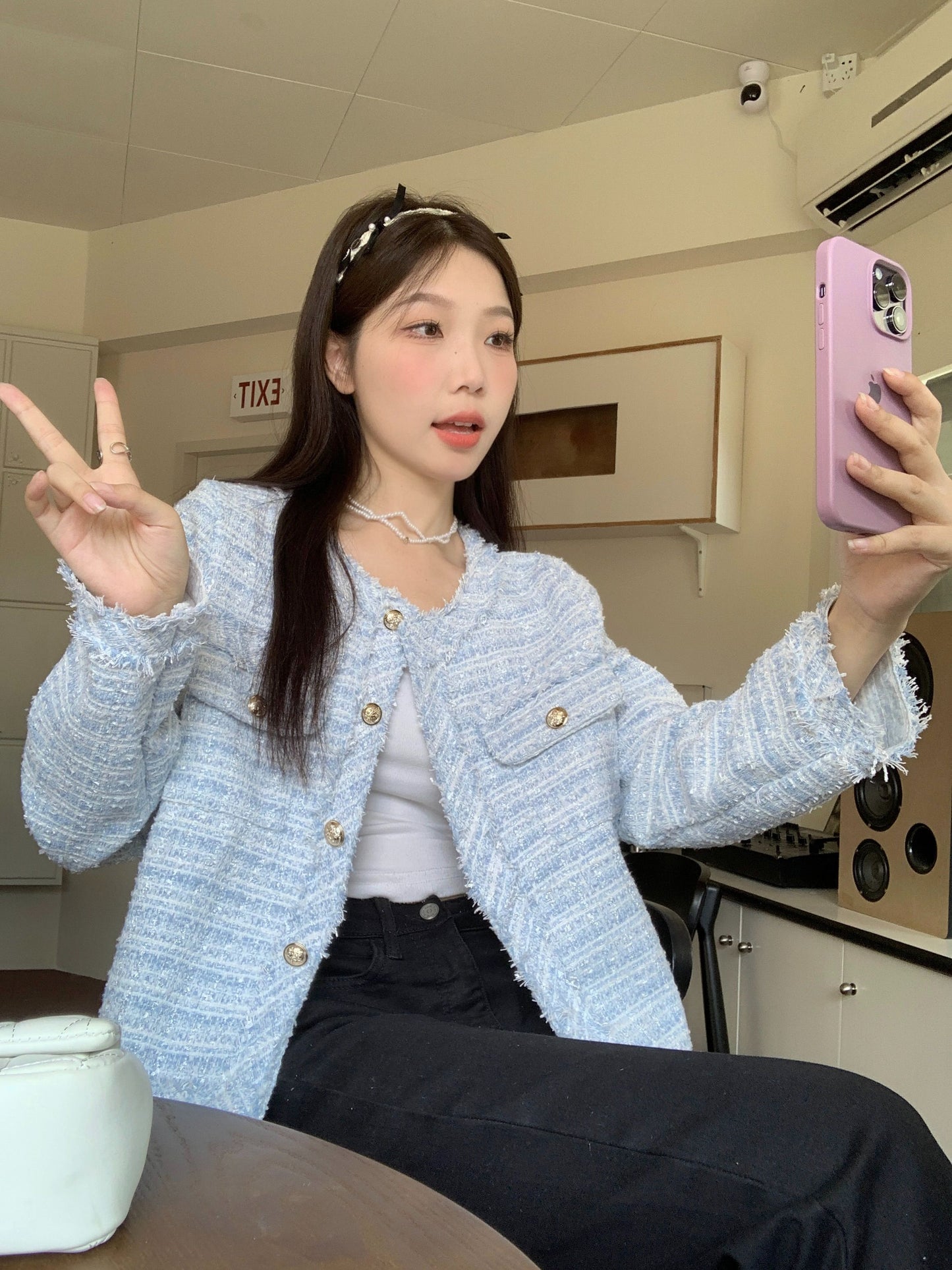 秋季法式名媛小香風短版外套