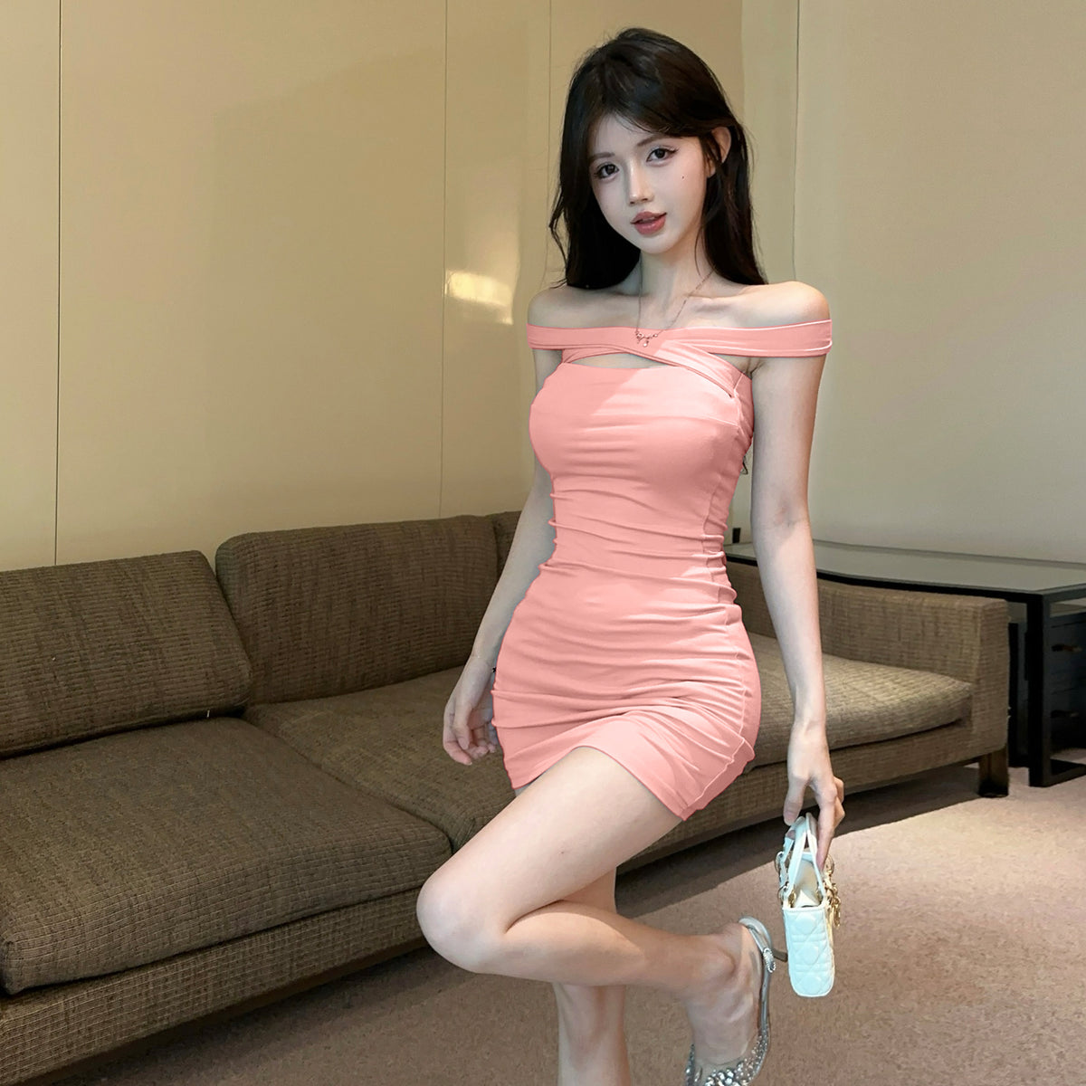 💕現貨秒出🍓休閒度假交叉綁帶抹胸連衣裙