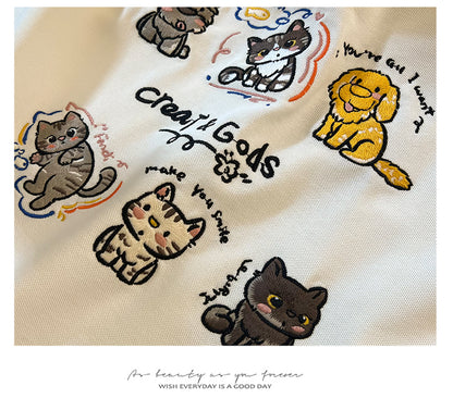 超可愛日常雙色拼接刺繡動物polo衫