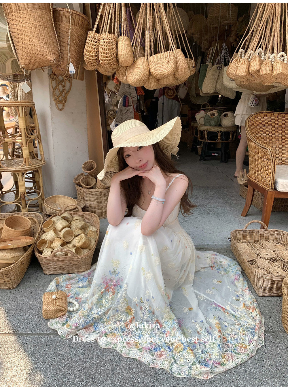 💕現貨秒出🍓秘境花園海邊度假吊帶長裙