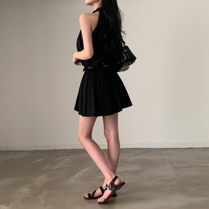 💕現貨秒出🍓韓系chic時尚背心高腰翻領兩件套