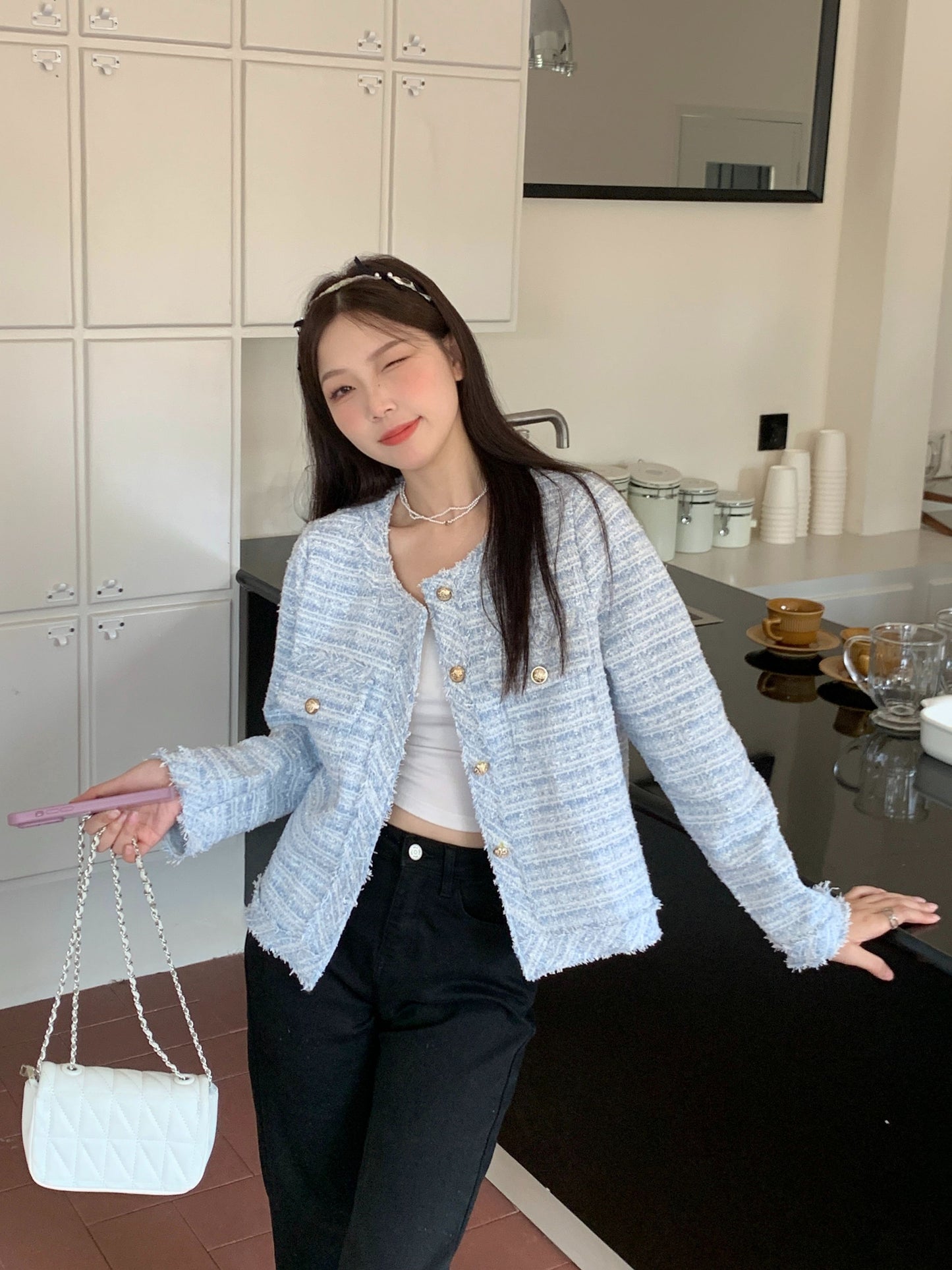 秋季法式名媛小香風短版外套