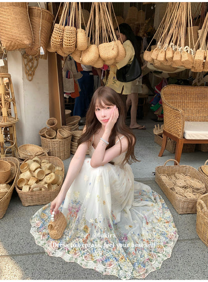 💕現貨秒出🍓秘境花園海邊度假吊帶長裙