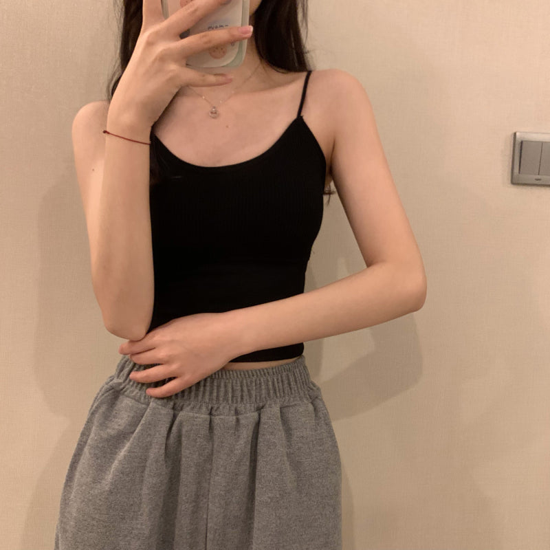 百搭夏季小吊帶帶胸墊背心