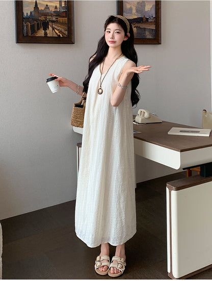 😎夏季度假韓版無袖刺繡背心連身裙