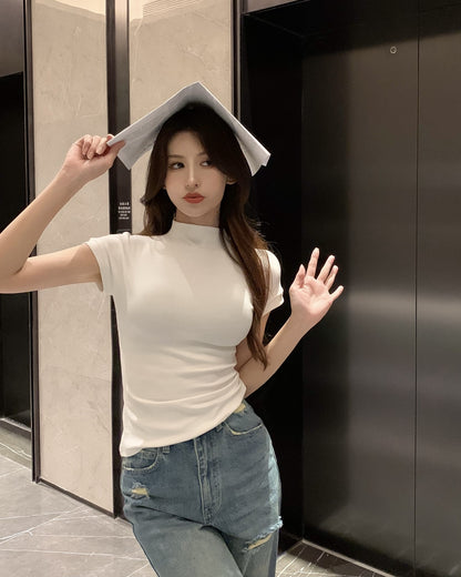 💕現貨秒出🍓半高領短袖上衣