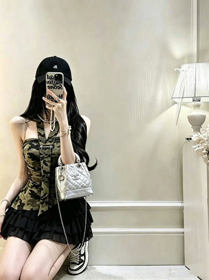 美拉德純欲掛脖帶墊抹胸背心單品