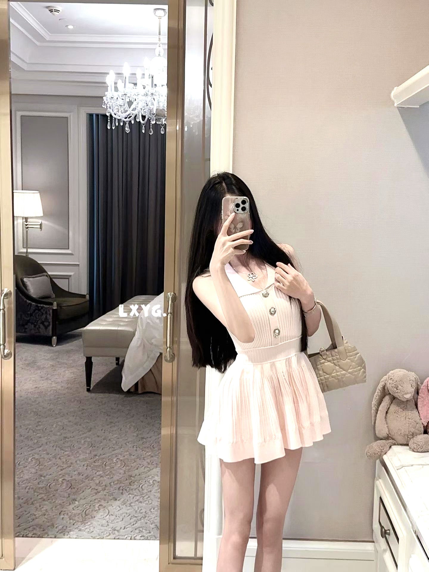 小香風翻領掐腰無袖連衣短裙