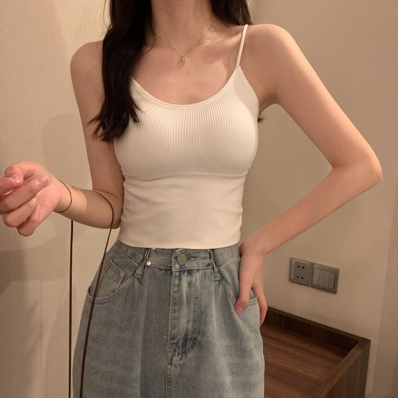 百搭夏季小吊帶帶胸墊背心