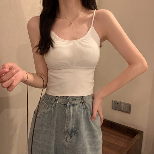 百搭夏季小吊帶帶胸墊背心