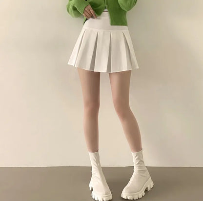 💕現貨秒出🍓chic韓版顯瘦高腰白色百褶裙